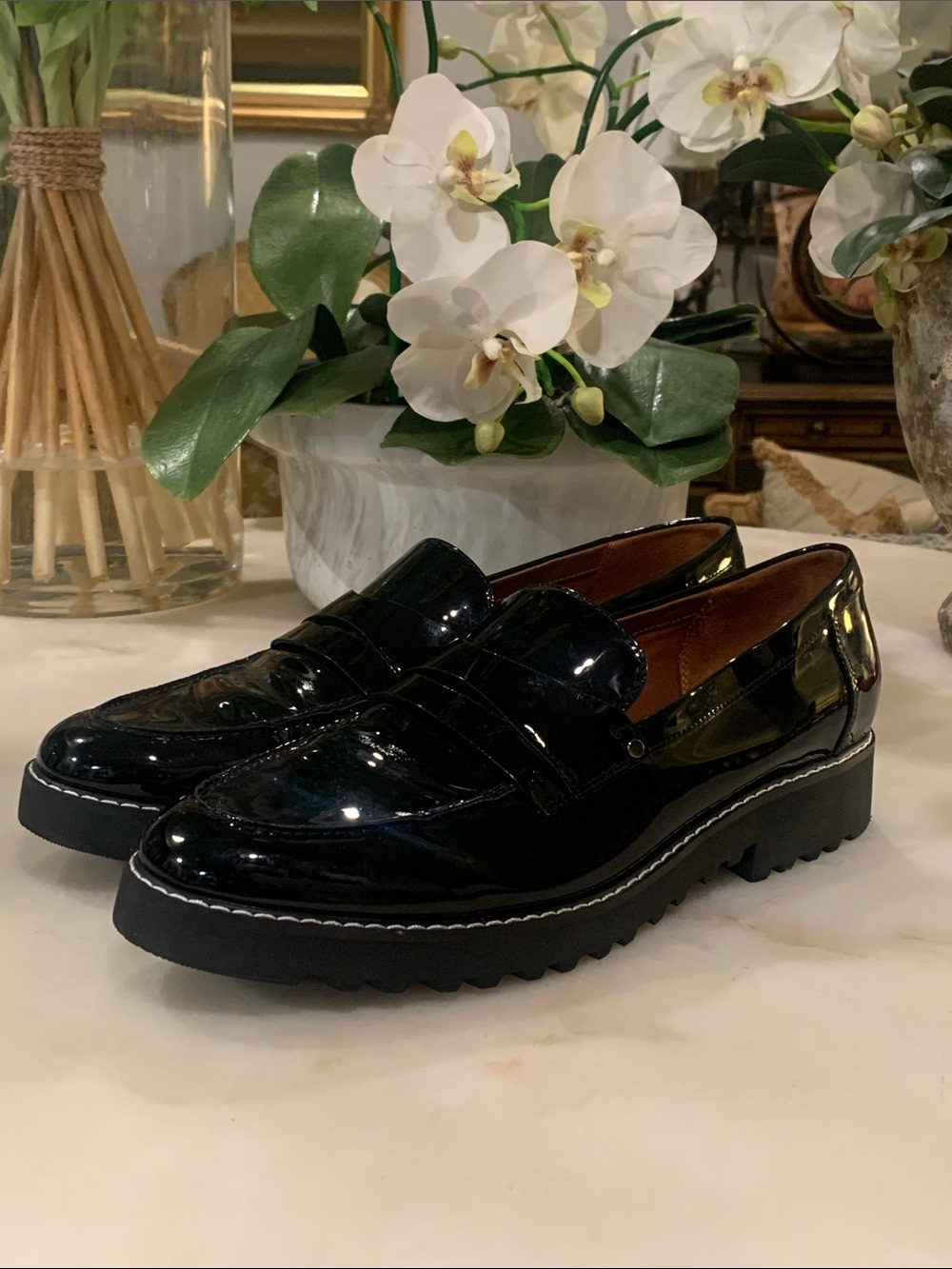 NWOB Franco Sarto Black Patent  Loafers Size 13 M